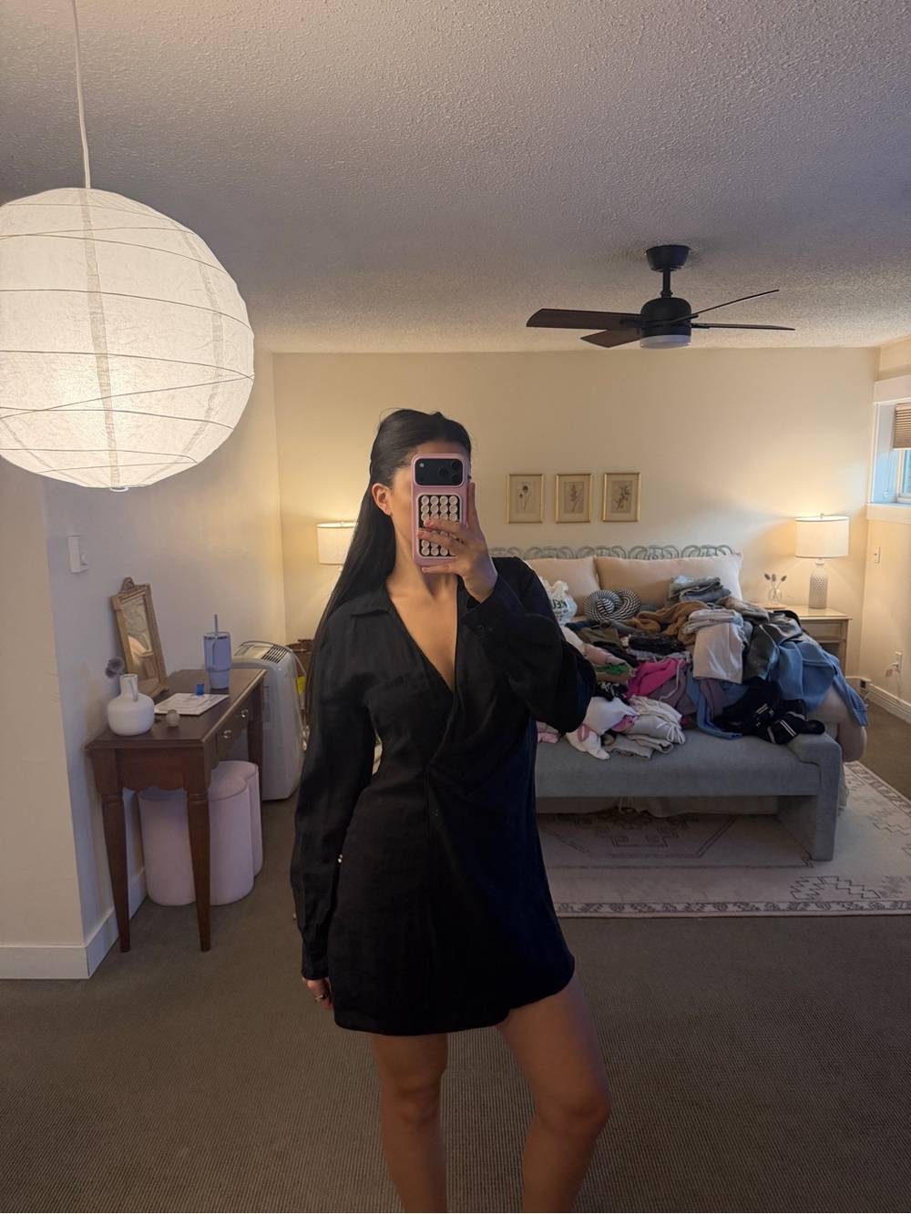 ZARA Classic Black Long Sleeve Shirt Dress